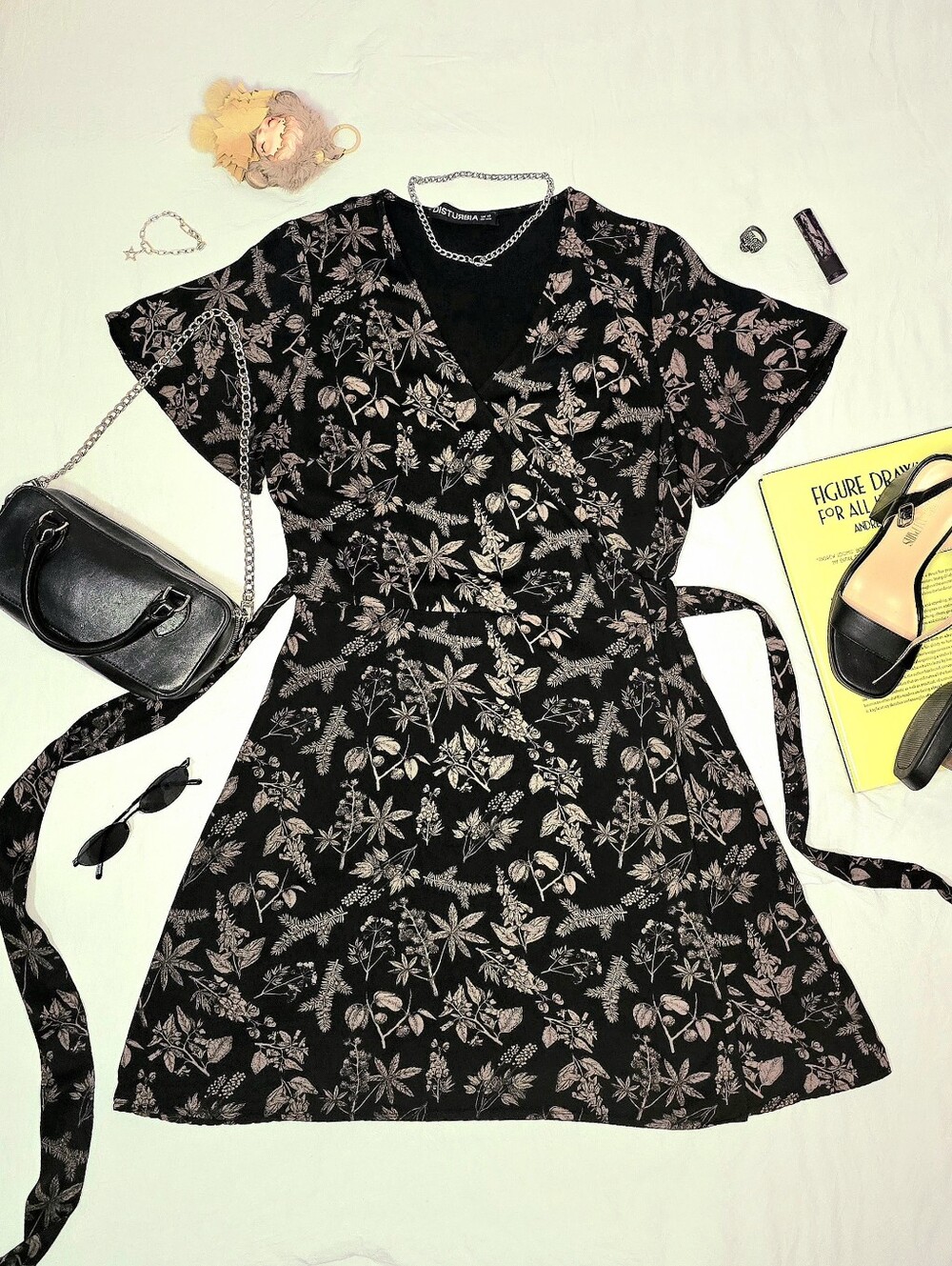 Disturbia Poisonous Plants Wrap Dress
